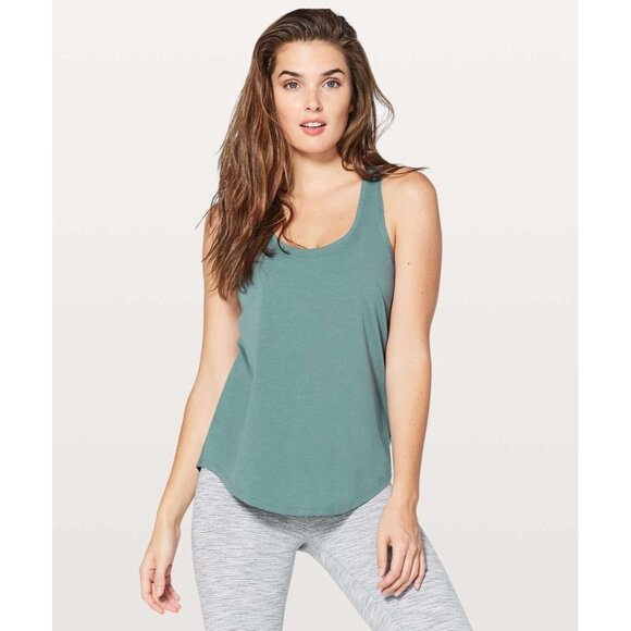 LULULEMON Mystic Green Pima Cotton Racerback Love Tank II Top, Size 4 - Picture 1 of 13